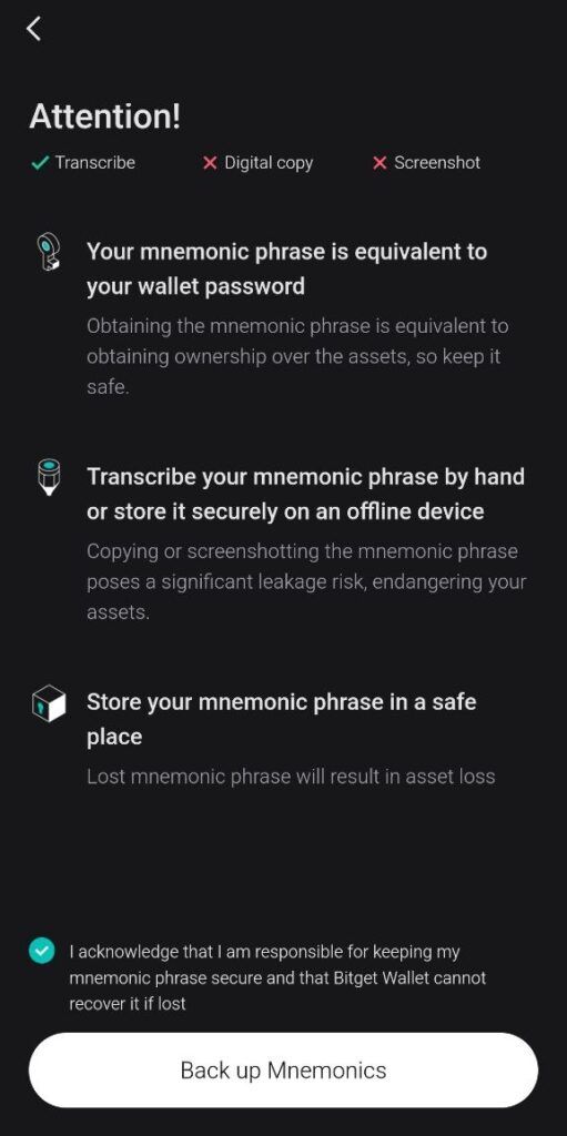 هشدار نحوه حفاظت از عبارت بازیابی bitget wallet