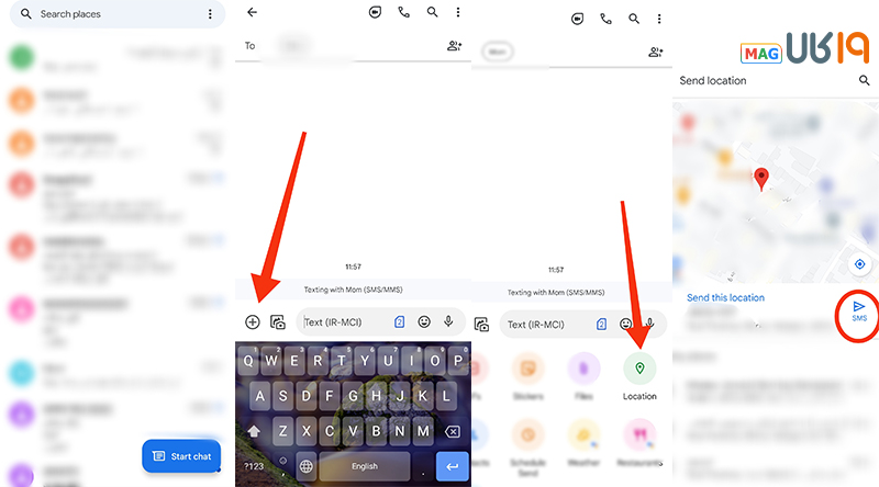 نحوه فرستادن لوکیشن با موبایل 