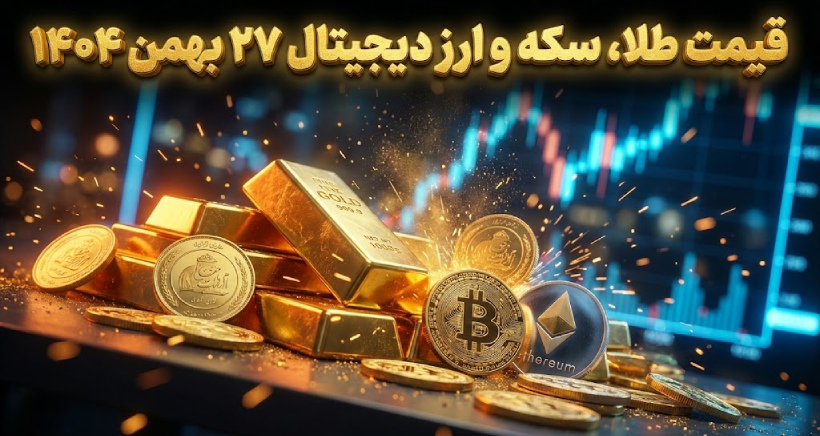 قیمت طلا، سکه و ارز دیجیتال – امروز ۲۷ بهمن ۱۴۰۴